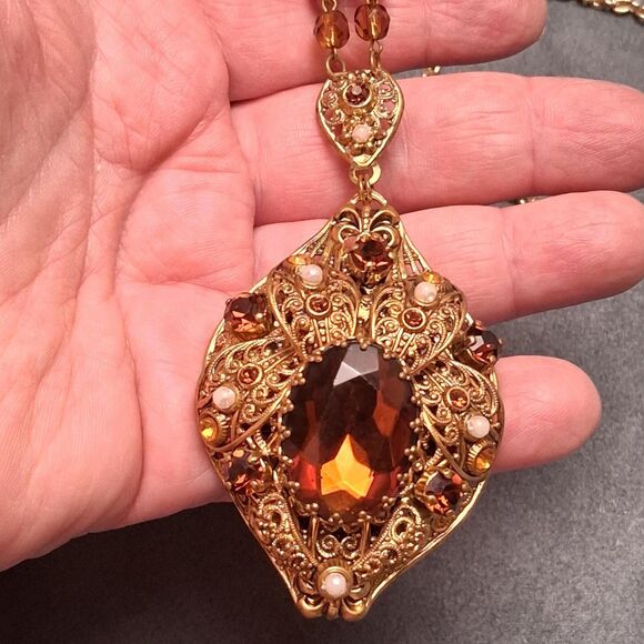 Jewelry - Vintage Topaz Rhinestone Necklace West Germany?